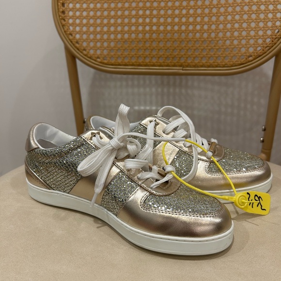 Jimmy Choo Teri Low Top Sneakers – Champagne Gold Glitter - Picture 5 of 7